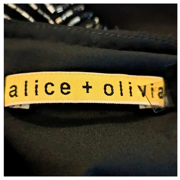 ALICE + OLIVIA NWT Black Beaded Cocktail Mini Dress Size L - Picture 7 of 11